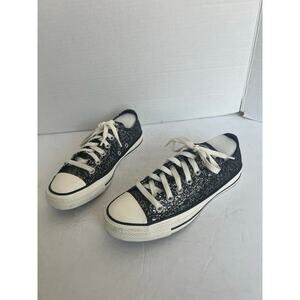 Converse Chuck Taylor‎ All Star Black Glitter Low Top Lace Up Skater Sneakers 7